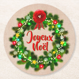 Text Joyeux Noël bearbeiten Runder Pappuntersetzer