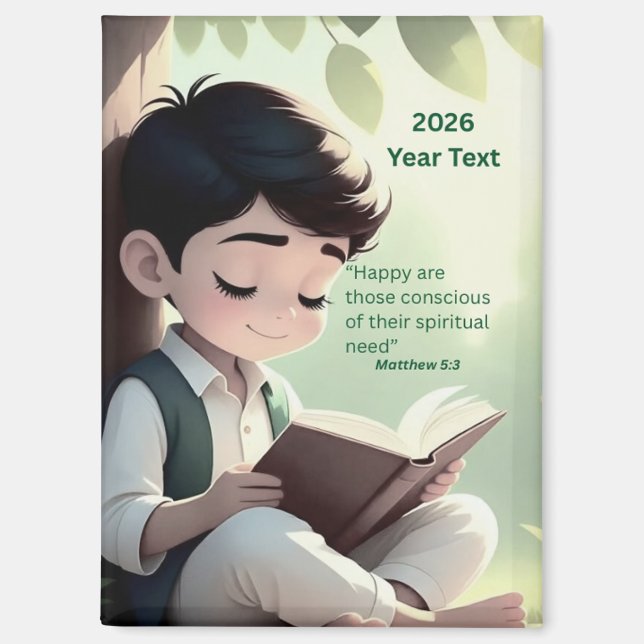Text Junge lesend 2026 Magnet (Vorderseite)
