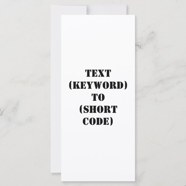TEXT (KEYWORD) BIS (KURZER CODE) (Vorderseite)