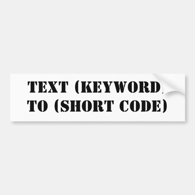TEXT (KEYWORD) BIS (KURZER CODE) AUTOAUFKLEBER (Vorne)