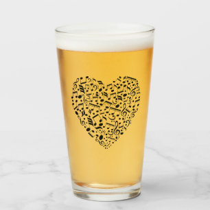 Text-Literglas des musikalischen Herzens Glas