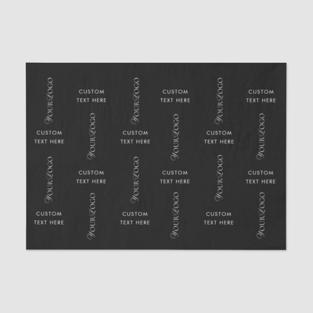 Text Logo Custom Business Company Schwarzer Hinter Seidenpapier (Vorderseite)