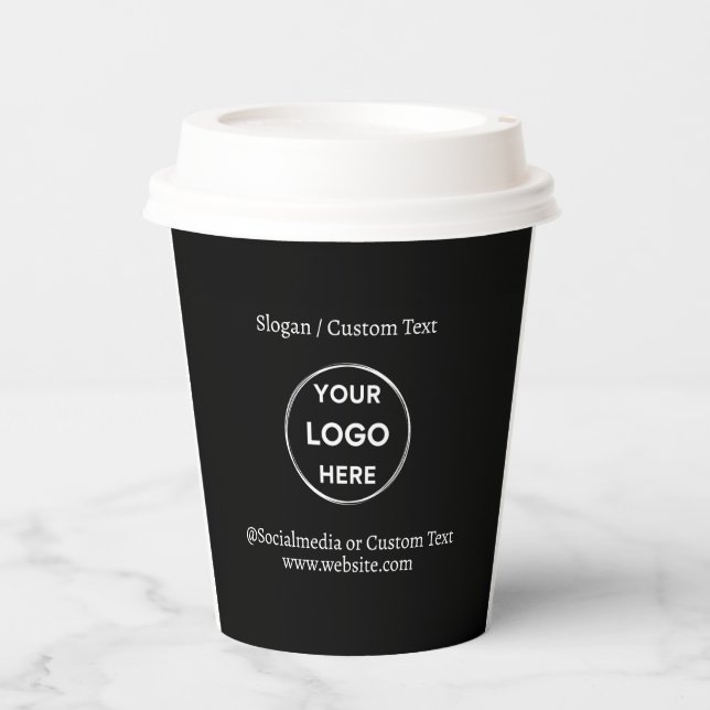 Text mit benutzerdefinierten Schwarzen Logos Moder Pappbecher (Vorderseite)