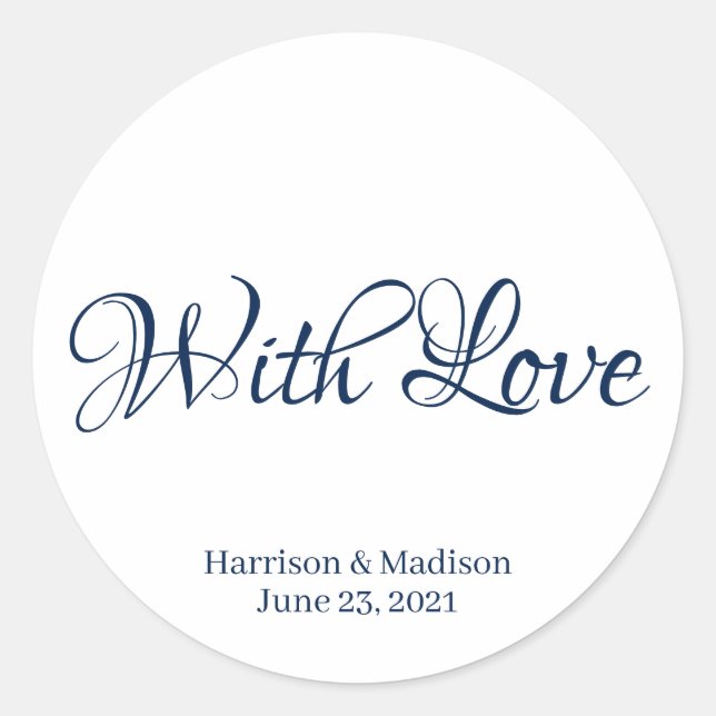 Text mit individueller Marineschrift Hochzeitsgesc Runder Aufkleber (Vorderseite)