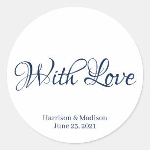 Text mit individueller Marineschrift Hochzeitsgesc Runder Aufkleber