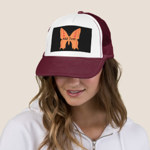 Text Orange Butterfly bedruckt Schöne Kappe hinzuf