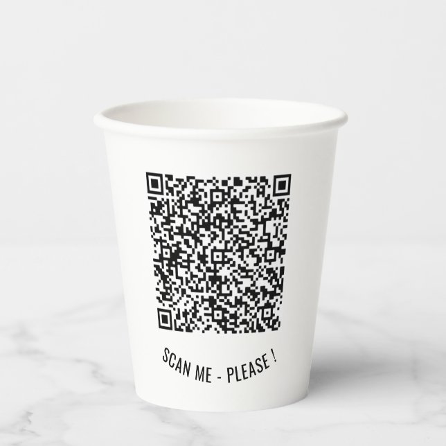 Text-Papiergruppen für den QR-Code - Farben auswäh Pappbecher (Vorderseite)