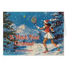 🎾 🎄 Text, Retro Tennis Snowy Serve