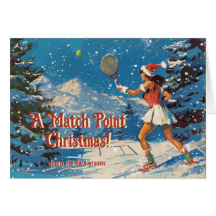 🎾 🎄 Text, Retro Tennis Snowy Serve