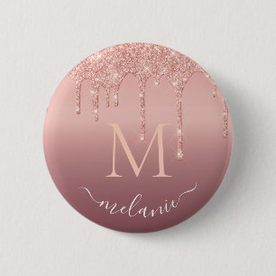 Text-Rose für Monogramm: Farbblindfarbiger Glitzer Button