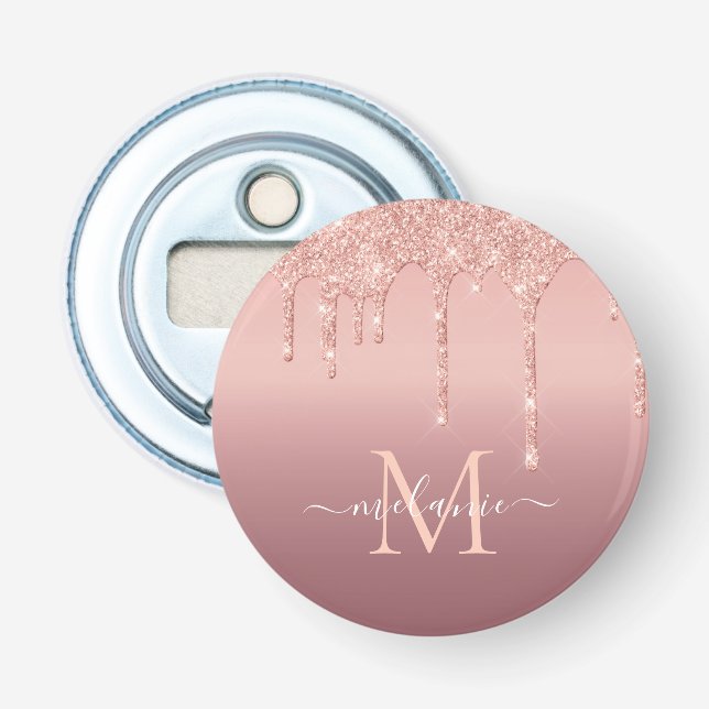 Text-Rose für Monogramm: Farbblindfarbiger Glitzer Flaschenöffner (Vorderseite)