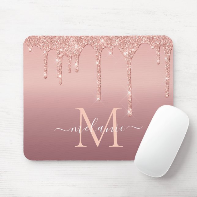Text-Rose für Monogramm: Farbblindfarbiger Glitzer Mousepad (Mit Mouse)