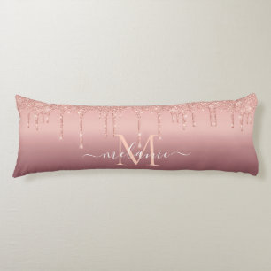Text-Rose für Monogramm: Farbblindfarbiger Glitzer Seitenschläferkissen