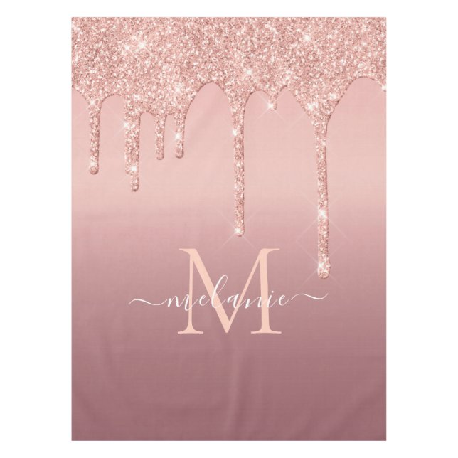 Text-Rose für Monogramm: Farbblindfarbiger Glitzer Tischdecke (Vorderseite)