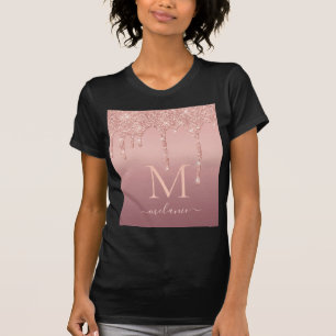 Text-Rose für Monogramm: Gold Blush Glitzer T - Sh T-Shirt