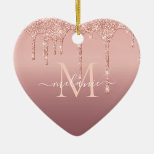 Text-Rose für Monogramm: Goldblindsparkett Keramik Ornament