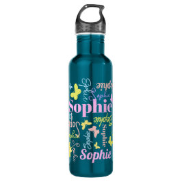 Text und bunte Schmetterlinge Mädchen nennen Sophi Edelstahlflasche
