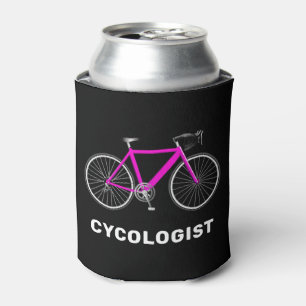 Text und rosa Fahrrad des Zykologen Dosenkühler