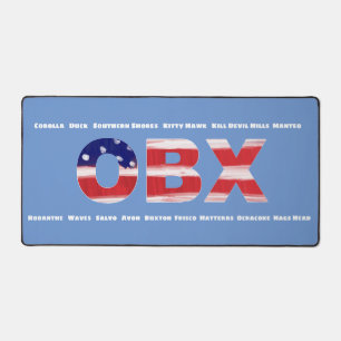 Text und Städte der OBX-Flagge Schreibtischunterlage