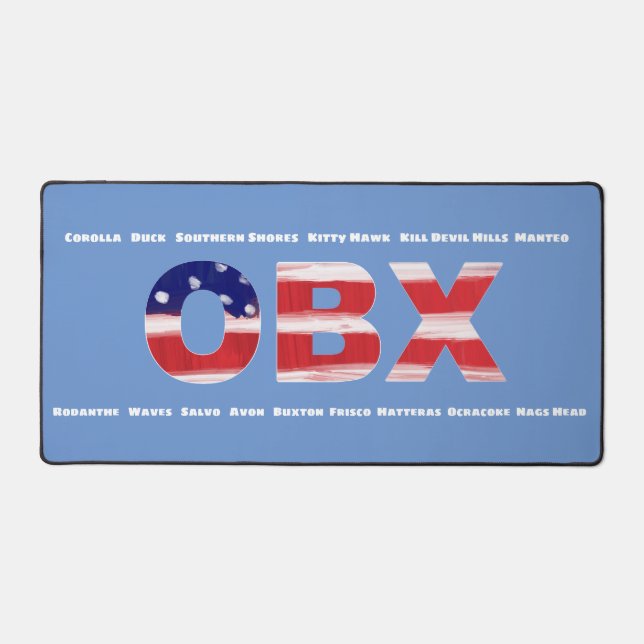 Text und Städte der OBX-Flagge Schreibtischunterlage (Vorderseite)
