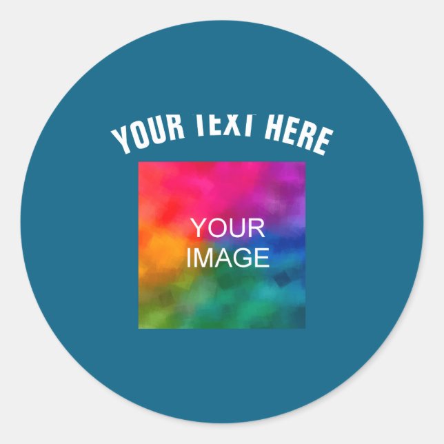 Text Upload Photo Template Boys Kids Modern _1  Runder Aufkleber (Vorderseite)
