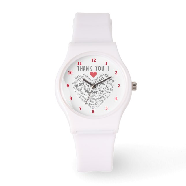 Text Vielen Dank, dass Sie sich mehrsprachig ansch Armbanduhr (Vorderseite)