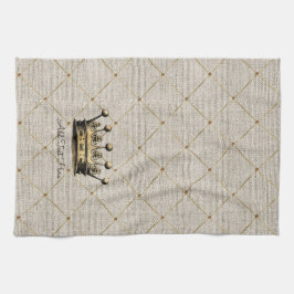 TEXT Vintag Gold Crown Royal Queen King Geschirrtuch