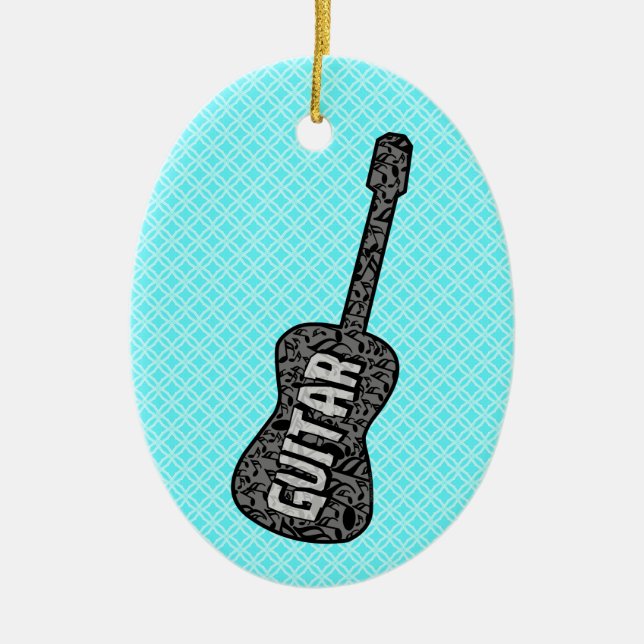 Text von Gitarren-Musiknoten Keramik Ornament (Vorne)