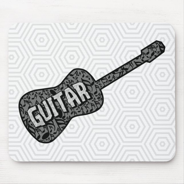 Text von Gitarren-Musiknoten Mousepad (Vorne)