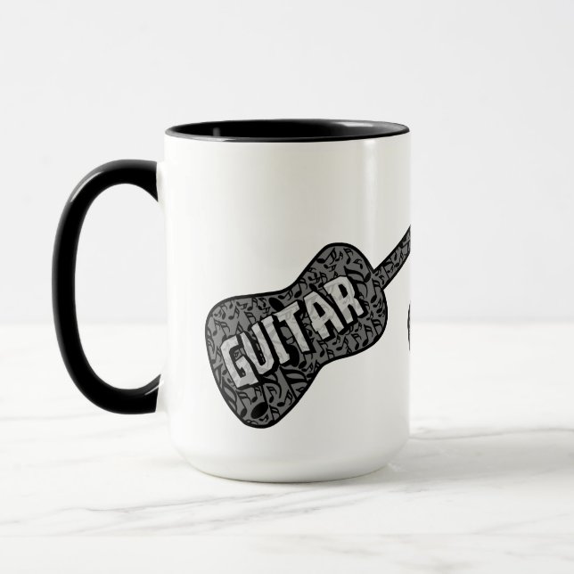 Text von Gitarren-Musiknoten Tasse (Links)