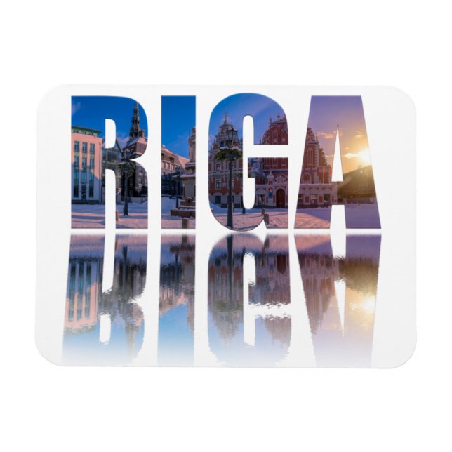 Text von Riga, Lettland Magnet (Horizontal)