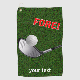 TEXT VORDER mit Ball, Golf-Kopf und Gras Golfhandtuch