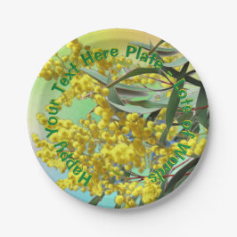 Text Wattle & Gum Blätter Aussie Small 7" hinzufüg Pappteller