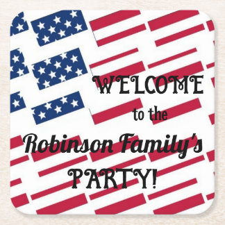 Text zur Kalligraphie der US-amerikanischen Flag T Rechteckiger Pappuntersetzer