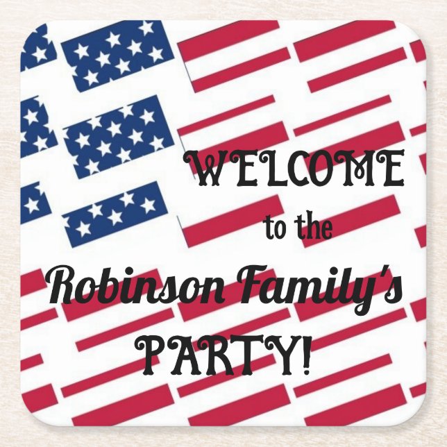Text zur Kalligraphie der US-amerikanischen Flag T Rechteckiger Pappuntersetzer (Vorderseite)
