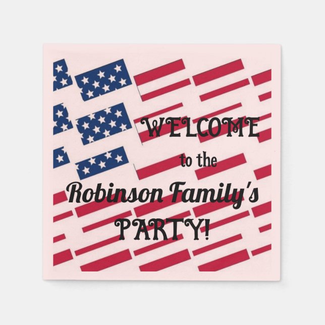 Text zur Kalligraphie der US-amerikanischen Flag T Serviette (Vorderseite)