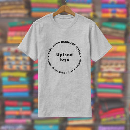 Text zur Unternehmensmarke im runden Muster auf gr T-Shirt