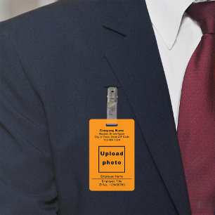 Textbasiert mit Mitarbeiterfoto Orange Abzeichen Ausweis