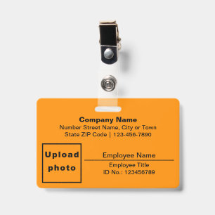 Textbasiert mit Mitarbeiterfoto Rechteck Orange Ausweis