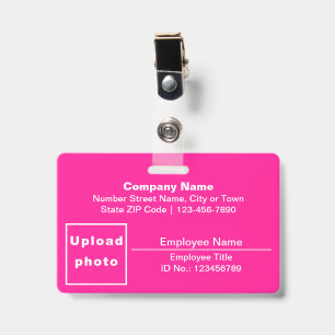 Textbasiert mit Mitarbeiterfoto Rechteck Pink Ausweis