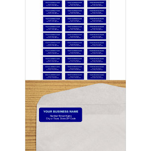 Textbasiertes blaues Geschäfts-Rücksendeetikett