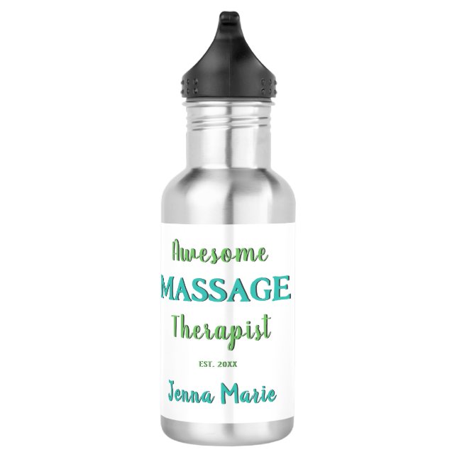 Textdesign des spielerischen Massagetherapeuten Edelstahlflasche (Rechts)