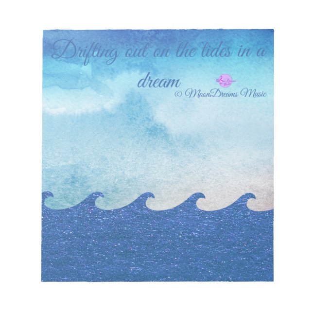 Texte Abstrakt Sea Blue Sparkling Waves Notizblock (Vorderseite)