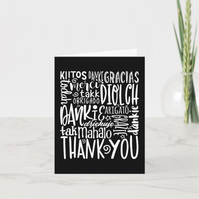 Texte blanc multilingue Merci en noir (Devant)