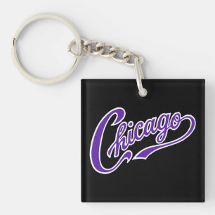 Texte de Chicago en Porte - clé noir de script vio