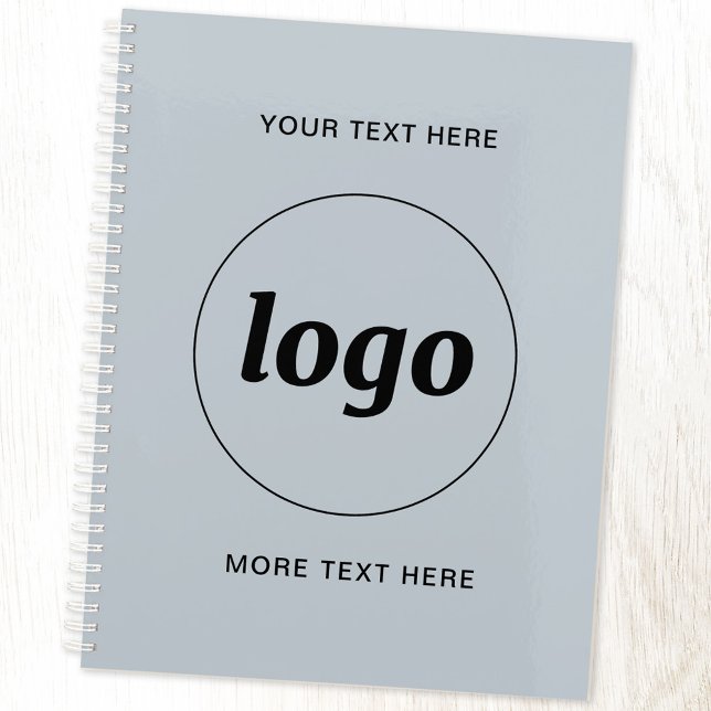 Texte de logo simple bleu poudre (Pastel dusty powder blue logo with custom text business promotional planner)