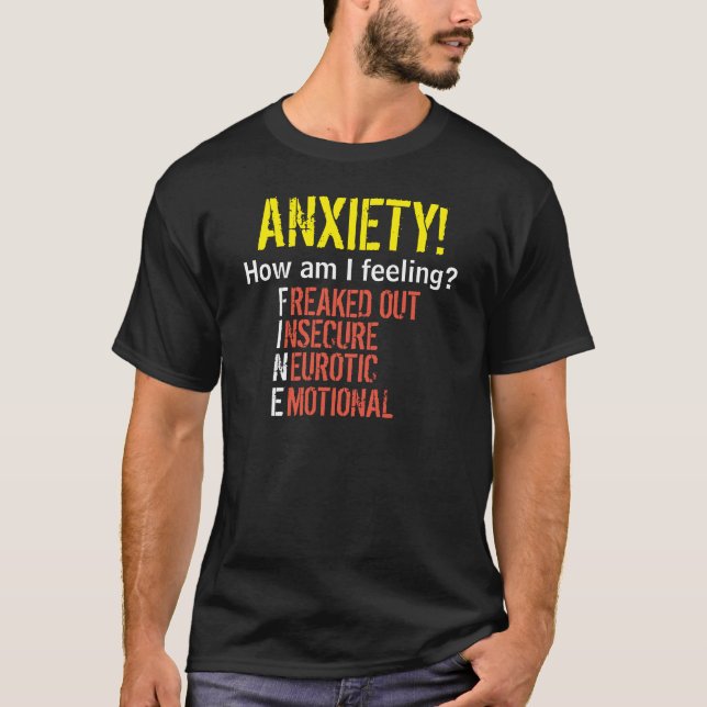 Texte de lumière de T-shirt d'amende/inquiétude (Devant)