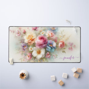 Texte de nom personnalisé Fleurs aquarelle à l'aqu