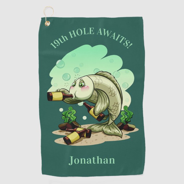 Texte de poissons et serviette faits sur commande (Devant)