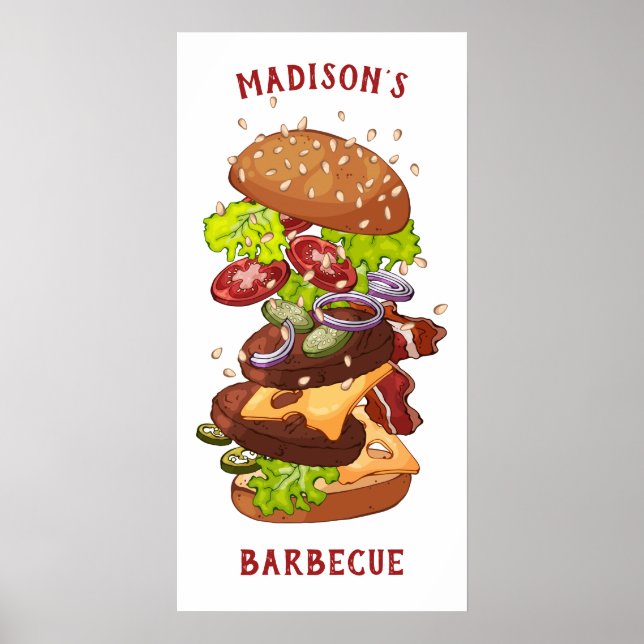 Texte et couleur personnalisés Big Burger poster (Devant)